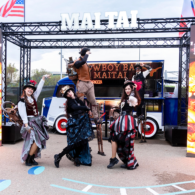 Ilustración de música y baile en Texas BBQ