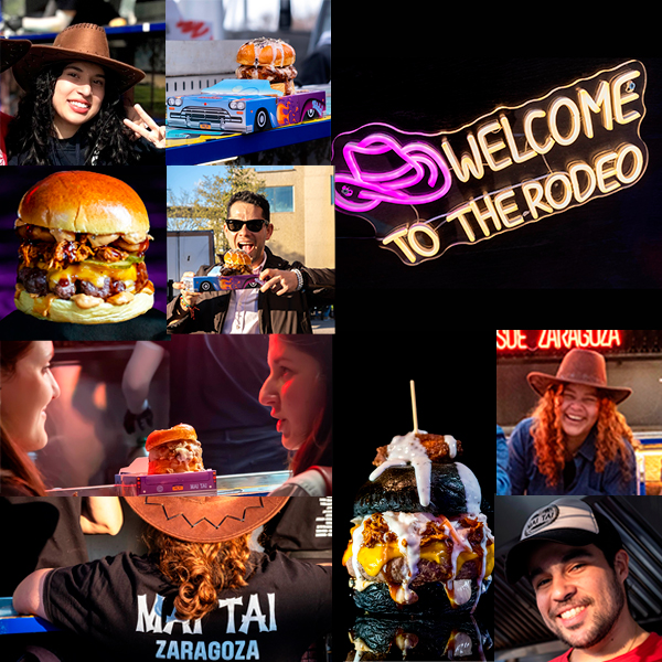 Collage de sonrisas y comida en Texas BBQ